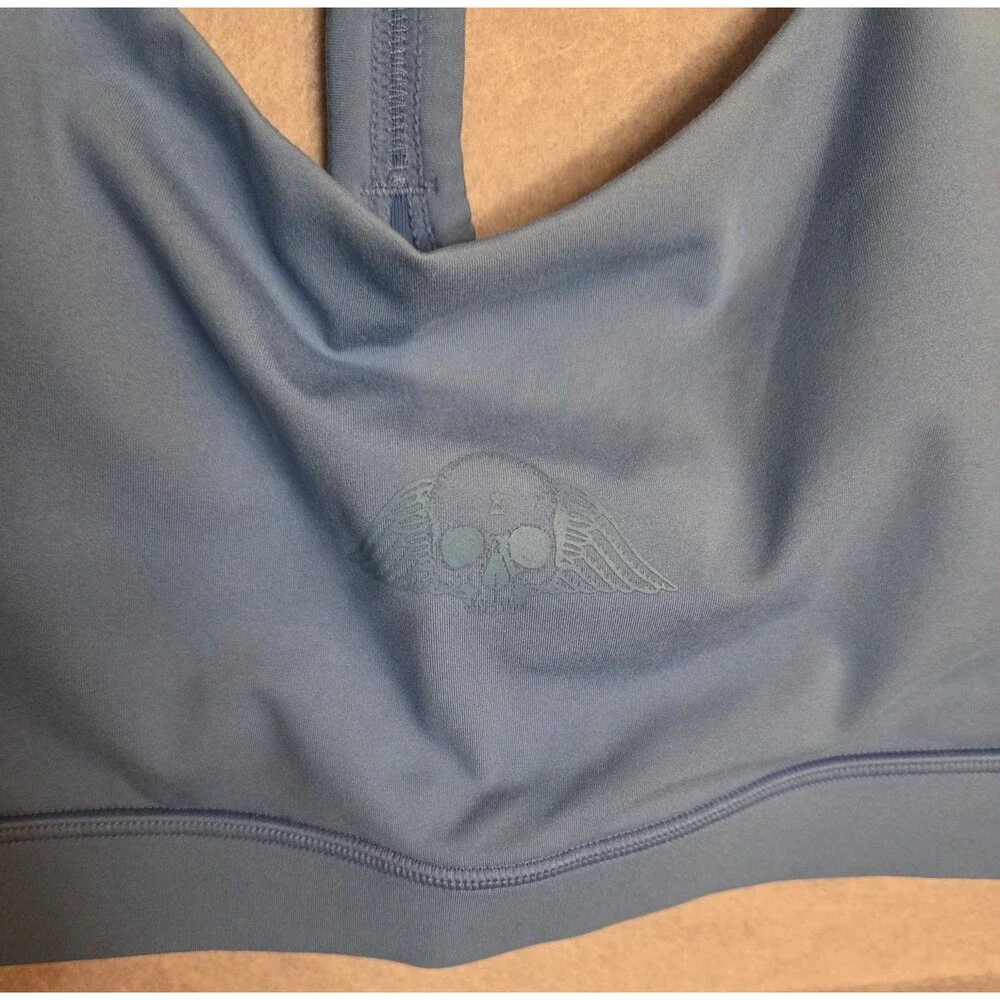 CIVIL REGIME No Tomorrow Women's Large Blue Sports Bra Shorts 2 Piece Set NWT